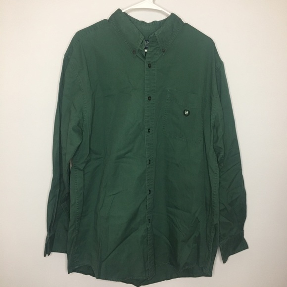 CHAPS Dark Green Long Sleeve Button Down Shirt Large - Picture 1 of 5